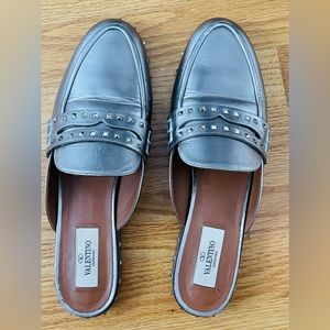 Valentino Garavani studded gold loafers